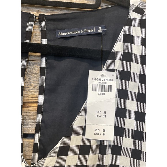 NWT Abercrombie & Fitch Dress Women's Size S Black/White Checkered Fit & Flare‎ - Picture 6 of 12
